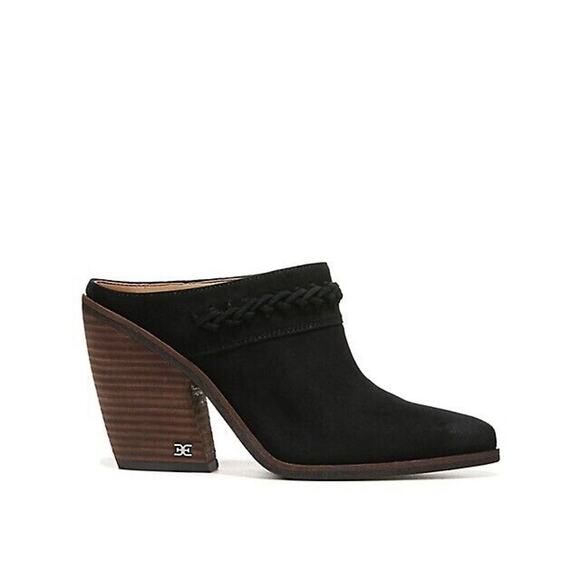 Sam Edelman Size 10 Alison Western Mule in Black Suede Evereve Stacked Heel - Picture 1 of 12